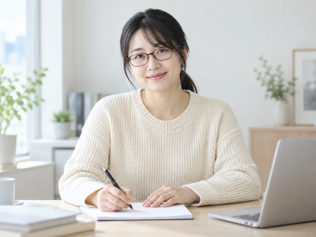 안경을 쓰고 상담 내용을 적는 상담원